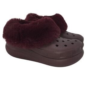 Crocs Furever Crush Clogs Womens 7 Dark Cherry Maroon Platform Comfort NWOT